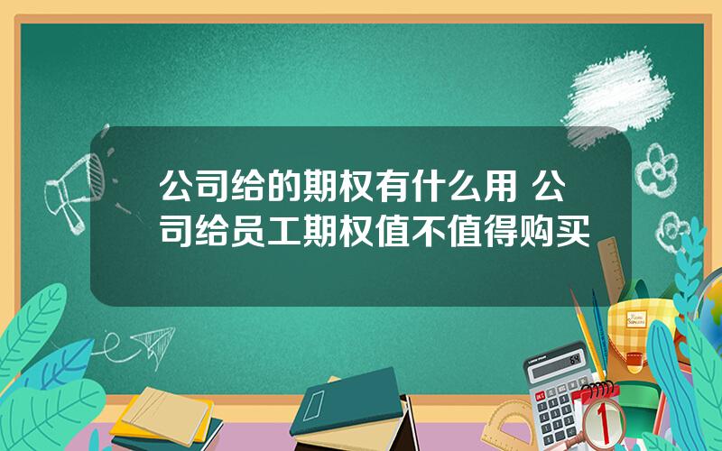 公司给的期权有什么用 公司给员工期权值不值得购买